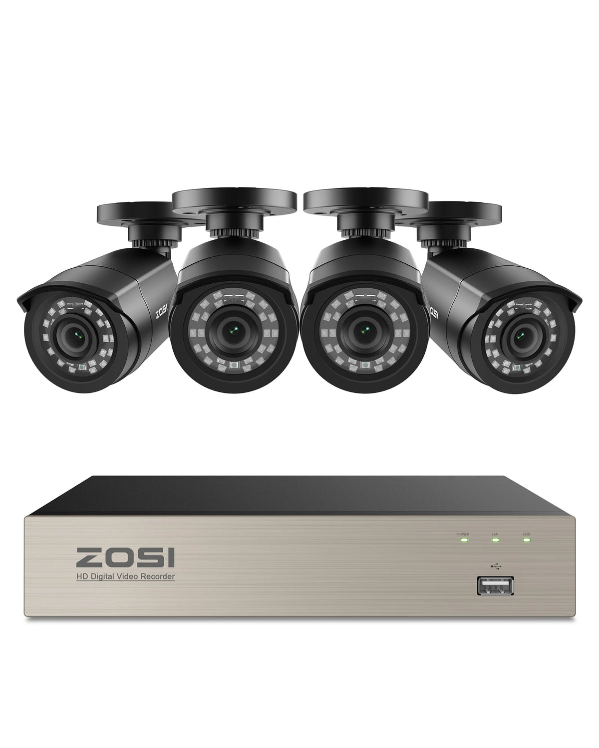 ZOSI 8CH 1080P Security Camera System 2MP Wired DVR Kit for Outdoor Indoor with 80ft Night Vision CCTV Video Surveillance Set IP66 Home Privacy Protection
