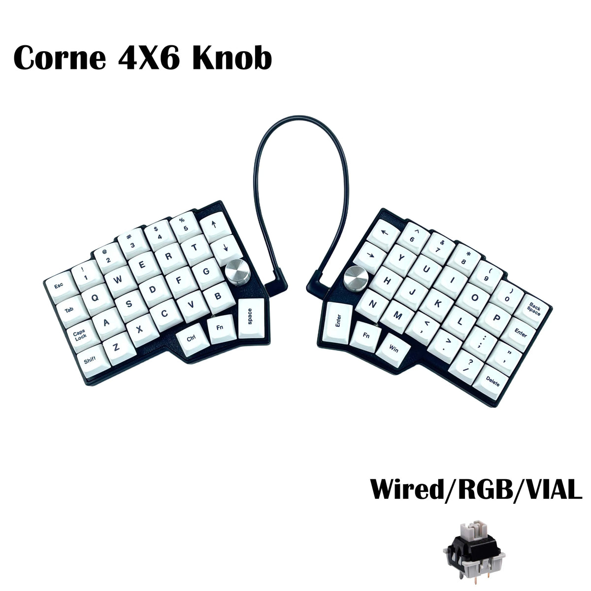 Corne 4×6 Layout 2 Knobs Split Ergonomics Hot-swappable MX Mechanical Keyboard Wired South RGB VIAL Programmable