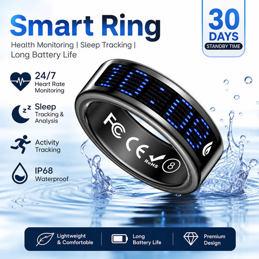 2026 Smart ring for men women heart rate/sleep monitor Ip68 waterproof 100+sports modes gps tracking smartring long battery life for ios Android