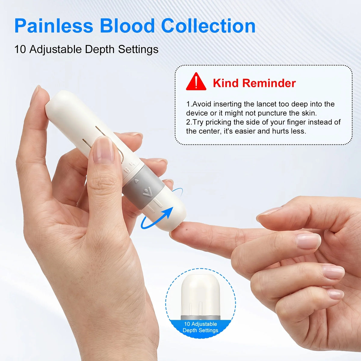 Blood Glucose Meter Glucometer Medical Diabetes Tester Blood Sugar Monitor Device with 50 Test Strips 50 Lancets Lancing Pen No Coding Auto Ejection Dual User Memory LED Large Screen Electronic Health Care Monitor