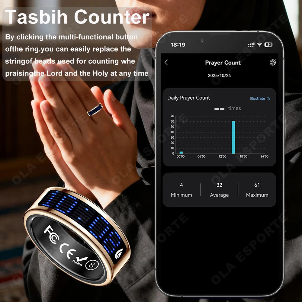 2026 Smart ring for men women heart rate/sleep monitor Ip68 waterproof 100+sports modes gps tracking smartring long battery life for ios Android
