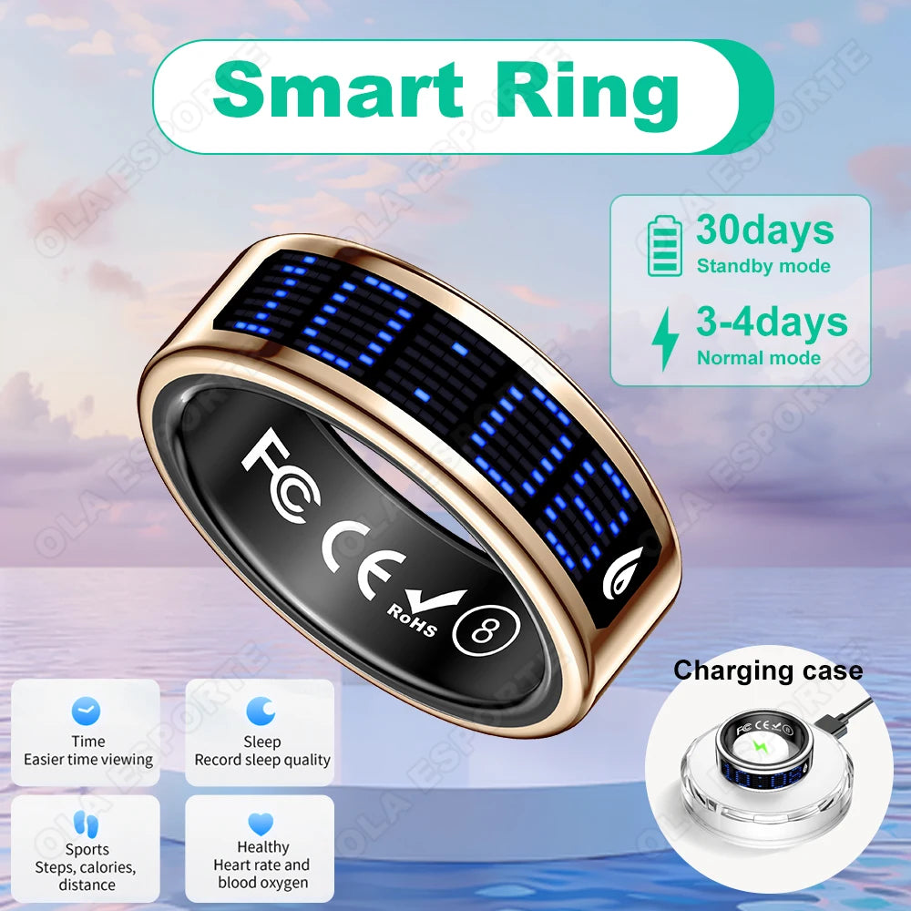 2026 Smart ring for men women heart rate/sleep monitor Ip68 waterproof 100+sports modes gps tracking smartring long battery life for ios Android