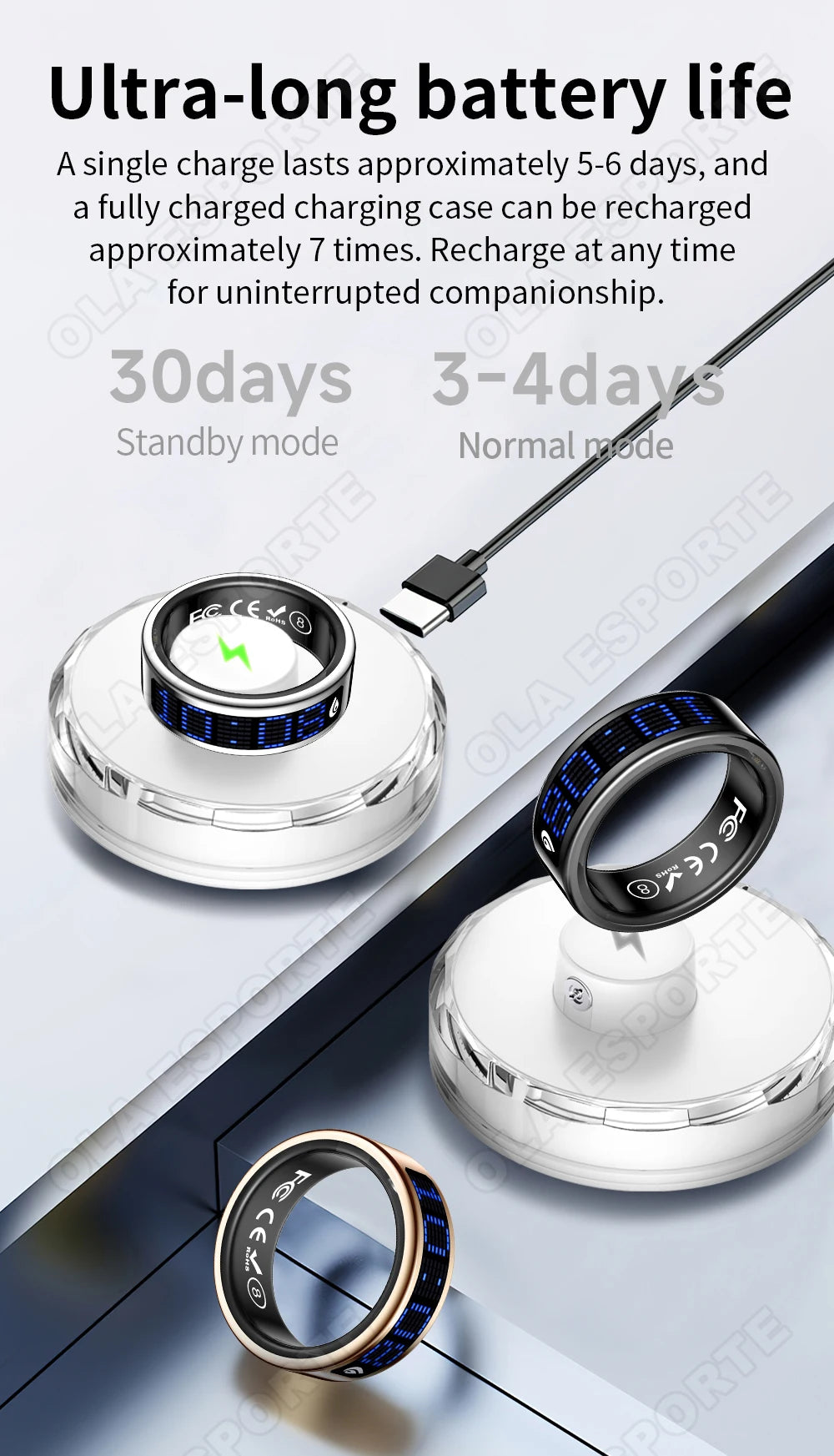 2026 Smart Ring with Touch Display Screen, Wireless Charging, Health Manager, 5ATM Waterproof For Men Women Smart Rings R12 R08