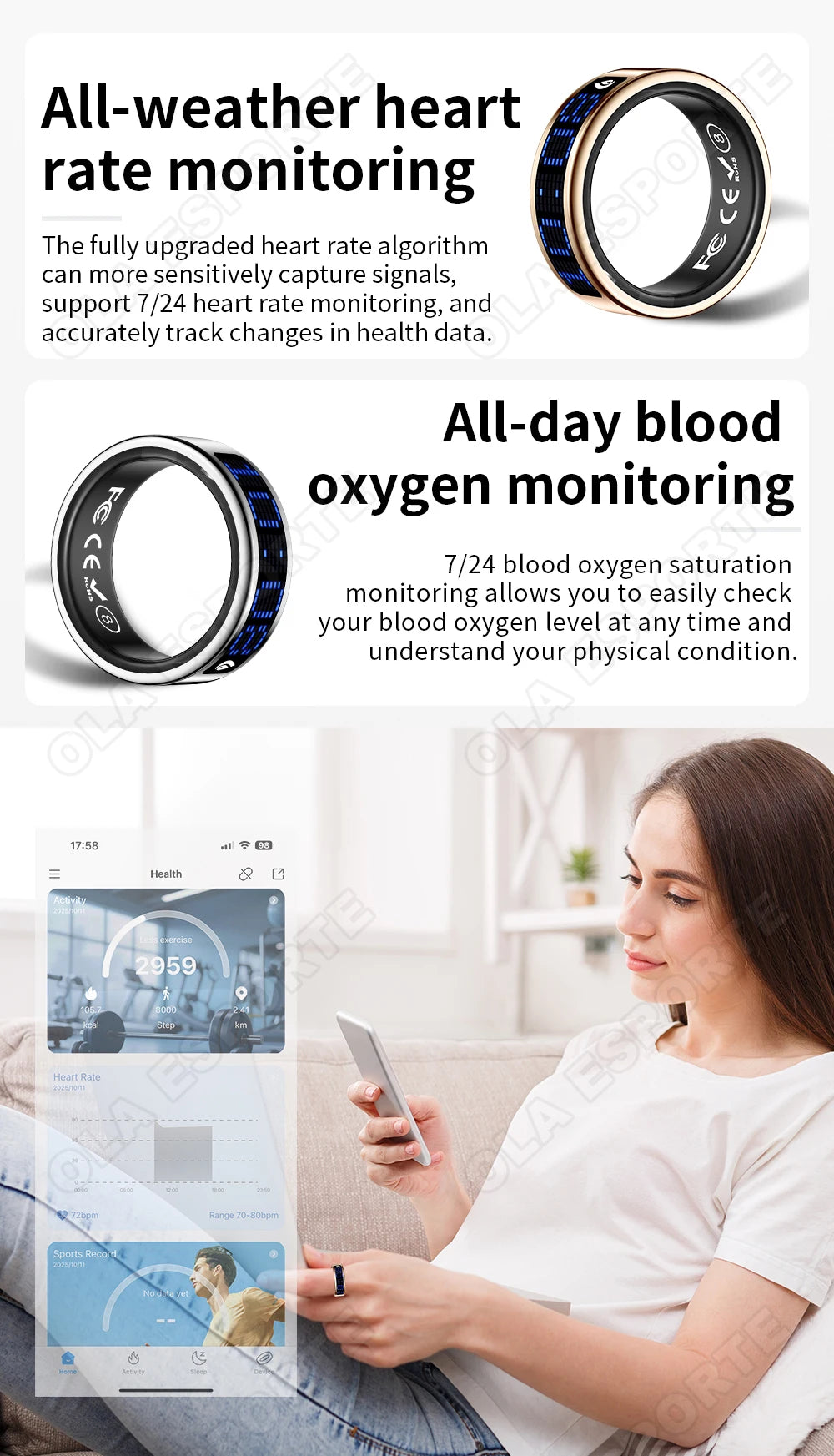 2026 Smart Ring with Touch Display Screen, Wireless Charging, Health Manager, 5ATM Waterproof For Men Women Smart Rings R12 R08