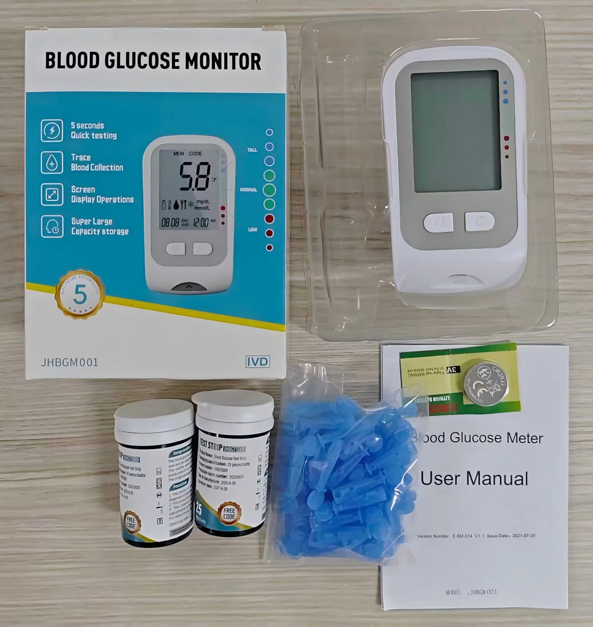 Blood Glucose Monitor Medical Diabetics Glucometer Kit with 50 Test Strips and Lancets Tri-color Backlight Blood Sugar Test Meter Low Pain High Accuracy Diabetes Home Healthcare Device Siphon Blood Collection