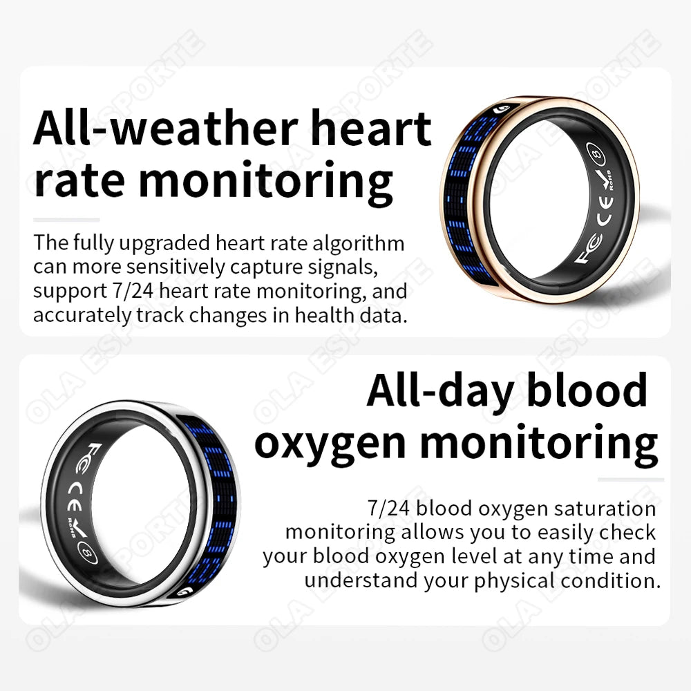 2026 Smart Ring with Touch Display Screen, Wireless Charging, Health Manager, 5ATM Waterproof For Men Women Smart Rings R12 R08