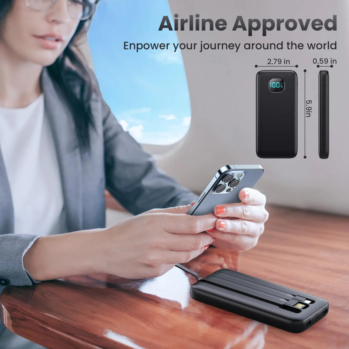 10000mAh 6-in-1 Power Bank PD 12.5W Fast Charging External Battery Charger for Xiaomi Poco iPhone Samsung iPad