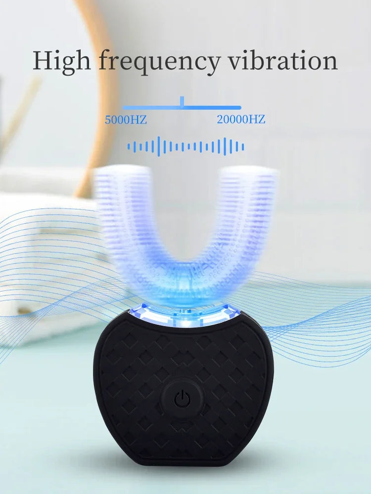 Ultrasonic Electric Toothbrush Adult, Automatic U-Shape Full Mouth 360° Clean Teeth Whitening IPX7 Waterproof