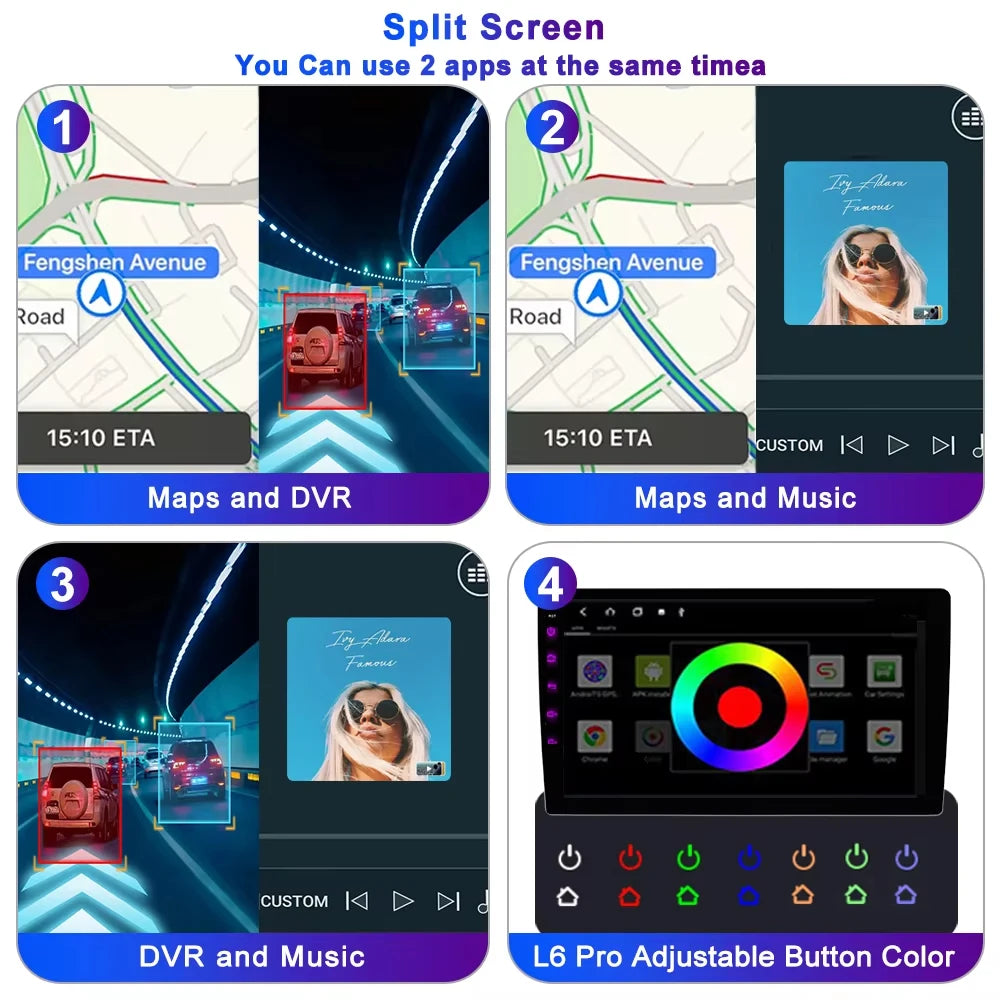 LEHX 1 inch Wireless CarPlay 2Din Android 15 Car Radio Multimedia Player GPS Navigation 4G WiFi