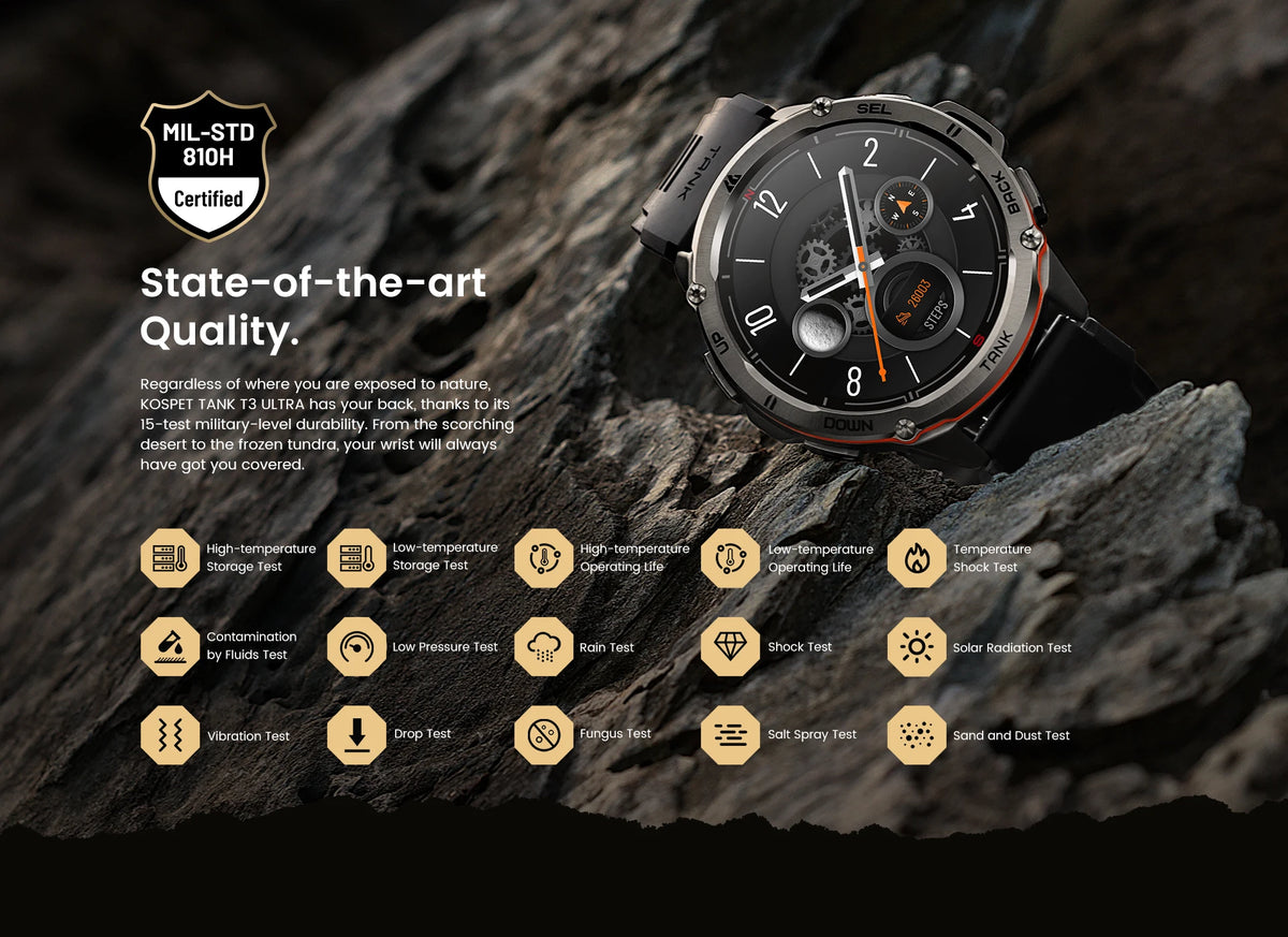 2025 Original KOSPET TANK T3 Ultra GPS Smart Watch for Men Rugged Smartwatch 470mAh Fitness AMOLED Bluetooth Electronic Watches