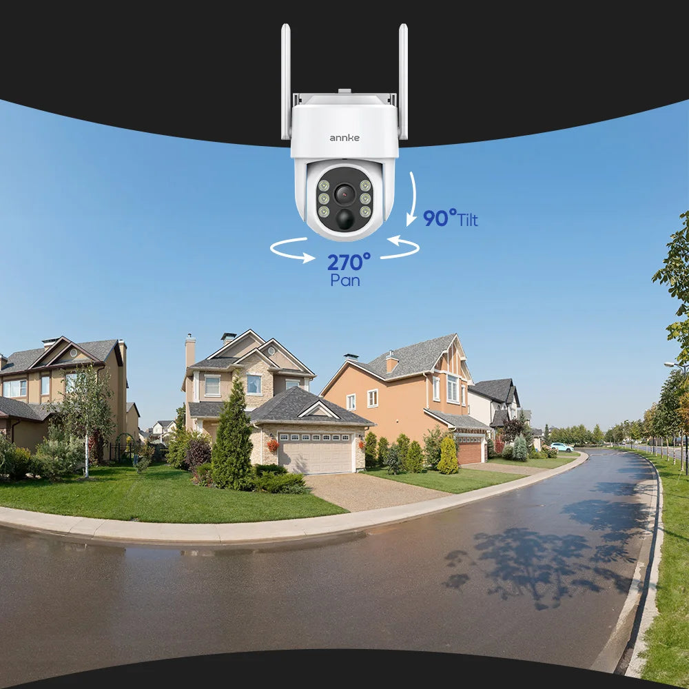 ANNKE Wireless Security Camera System 4MP Solar Powered Outdoor CCTV Kit NVR 7 Inch Touch Screen PTZ IP Camera Two-Way Audio PIR Human Detection Motion Alert Waterproof Home Surveillance