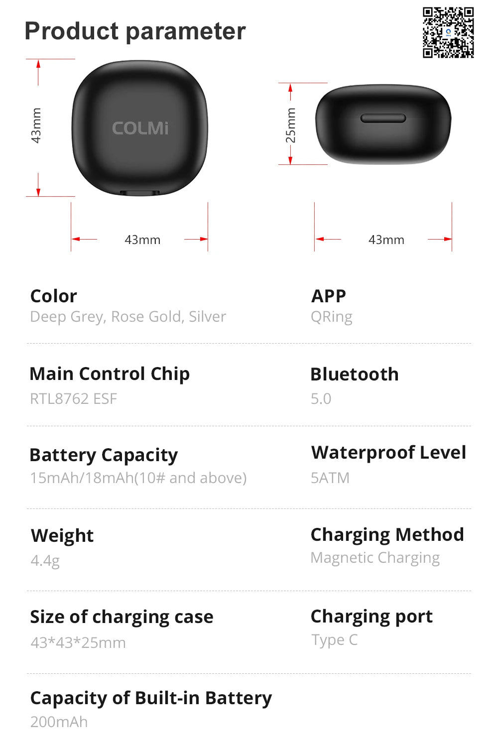New COLMI R03 Smart Ring Charging Case Men Women, Battery Life 39 Days, Health Monitor, IP68 & 5ATM Waterproof, Multi-sport Mode