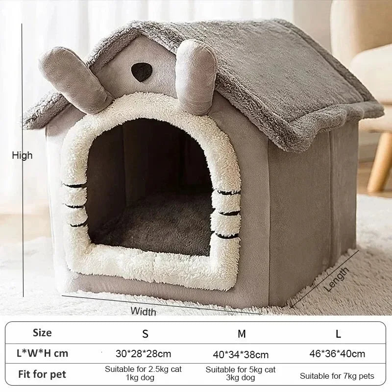 Indoor Warm Dog Cat House Soft Pet Bed Tent House Dog Kennel Cat Bed Removable and Washable Cushion Suitable Four Season Universal