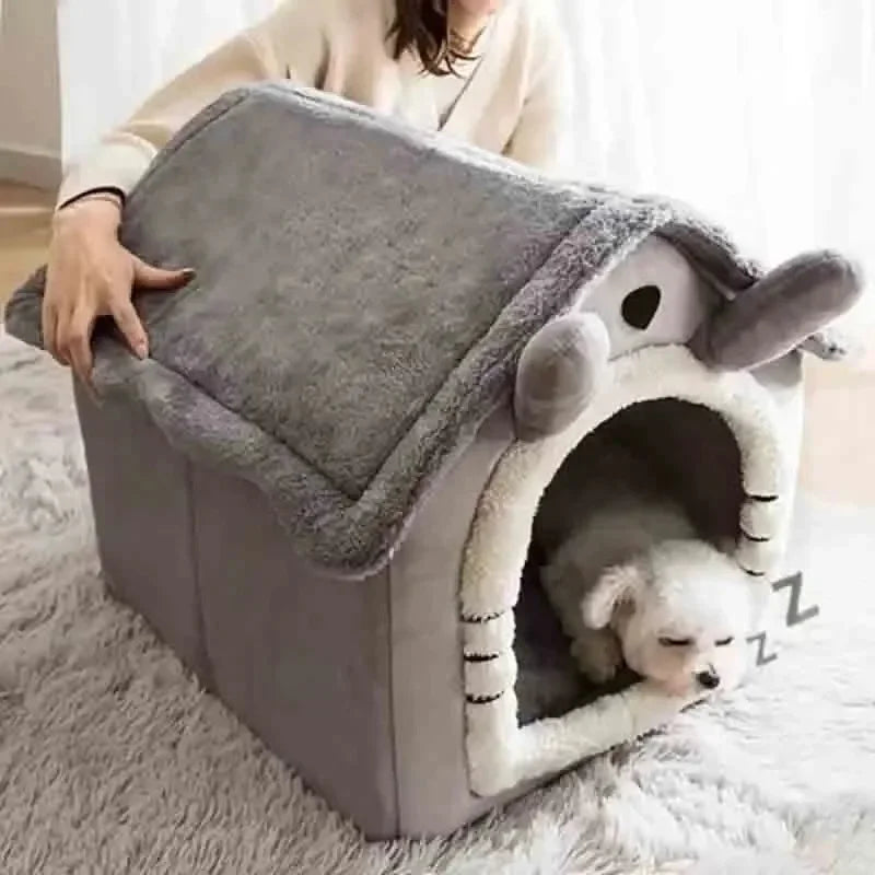 Indoor Warm Dog Cat House Soft Pet Bed Tent House Dog Kennel Cat Bed Removable and Washable Cushion Suitable Four Season Universal