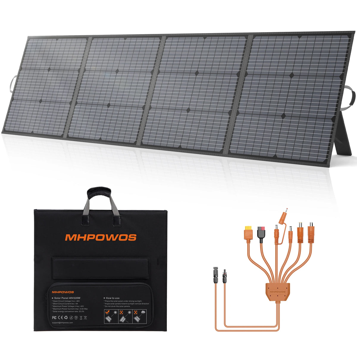 MHPOWOS 400W 220W 110W  Portable Solar Panel Foldable Charger for Power Station Camping RV Garden Roof Off Grid System IP67 Waterproof  ETFE