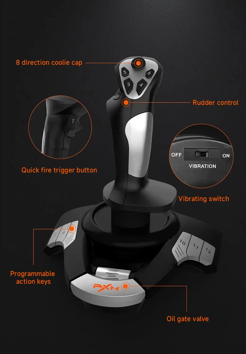 PXN F16 Aviation Certification Simulated Flight Stick Joystick Microsoft Simulation Competition Teaching Special for Window PC