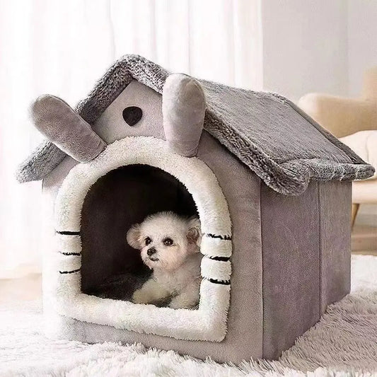 Indoor Warm Dog Cat House Soft Pet Bed Tent House Dog Kennel Cat Bed Removable and Washable Cushion Suitable Four Season Universal