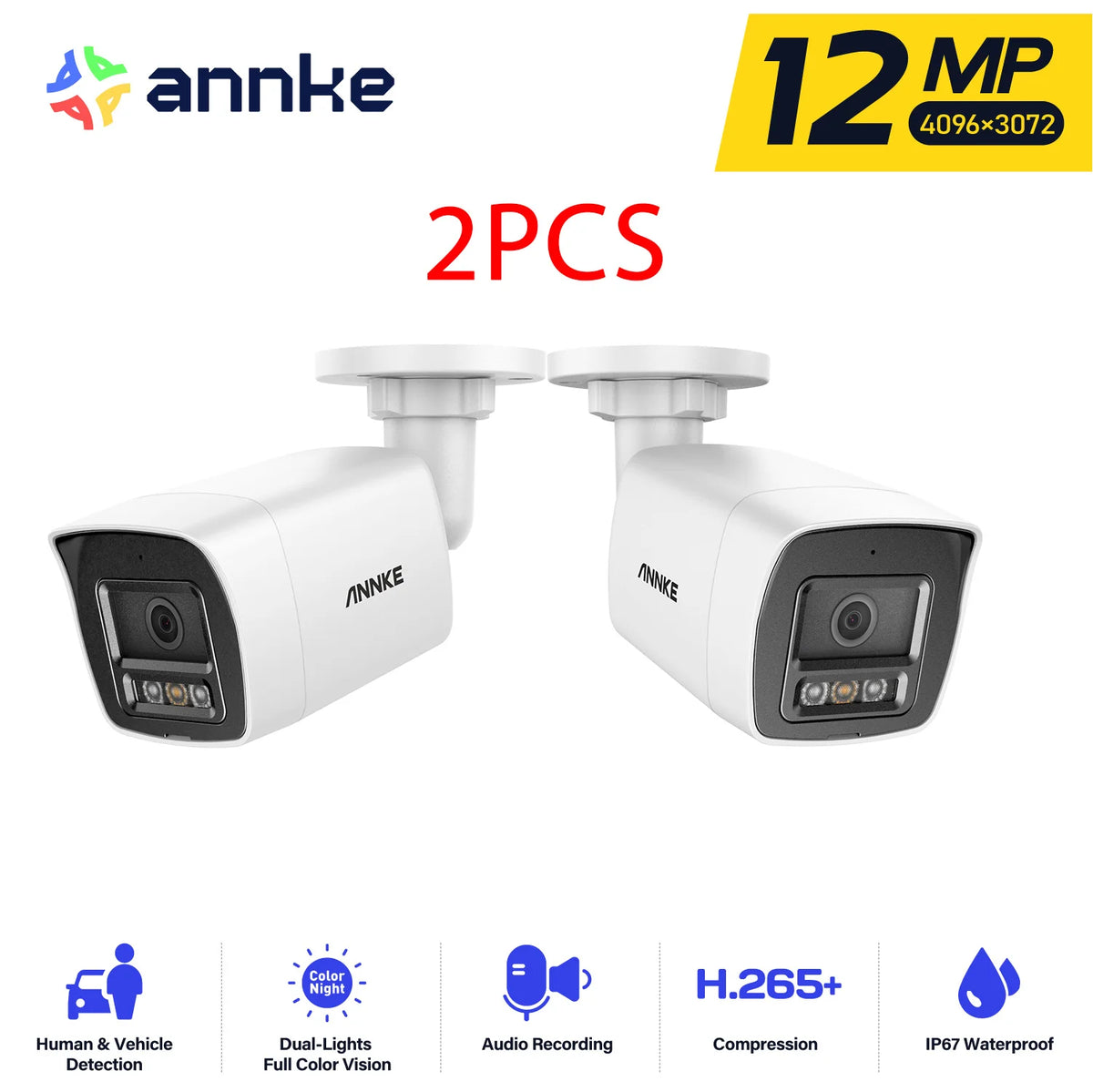 ANNKE 12MP PoE IP Camera Smart Dual Light Network Built-in Mic Surveillance Security Cameras Smart Home Advanced Detection