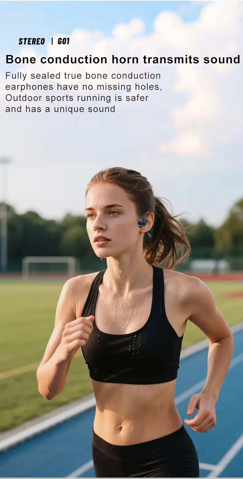 2026 New Open-ear Bone Conduction Headphones Built-in Mic Type-C Charging Long Playback Wireless Earbuds Sports Headset for Running Cycling Fitness Holiday Gift