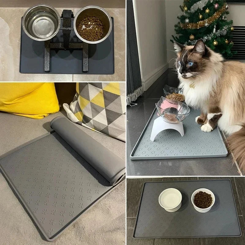 Silicone Pet Feeding Mat Waterproof Dog Cat Food Bowl Placemat Feeder Pad Drinking Organizer for Pets Daily Meal