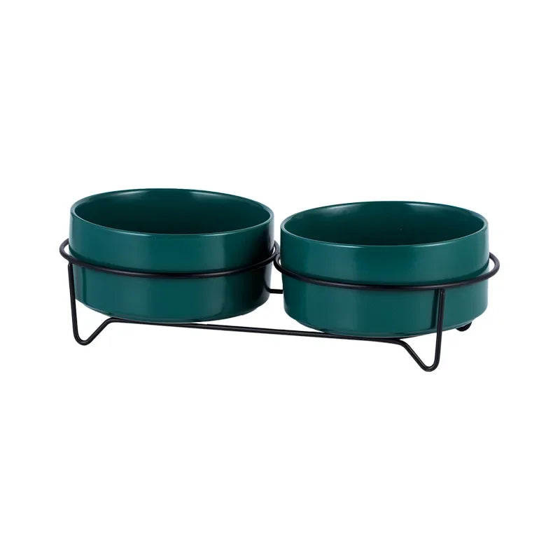 Dogs Food Water Bowls with Stand Cat Ceramic Eating Drinking Feeders Pet Large Capacity Elevated Feeding Bowl 300ml - 1800ml