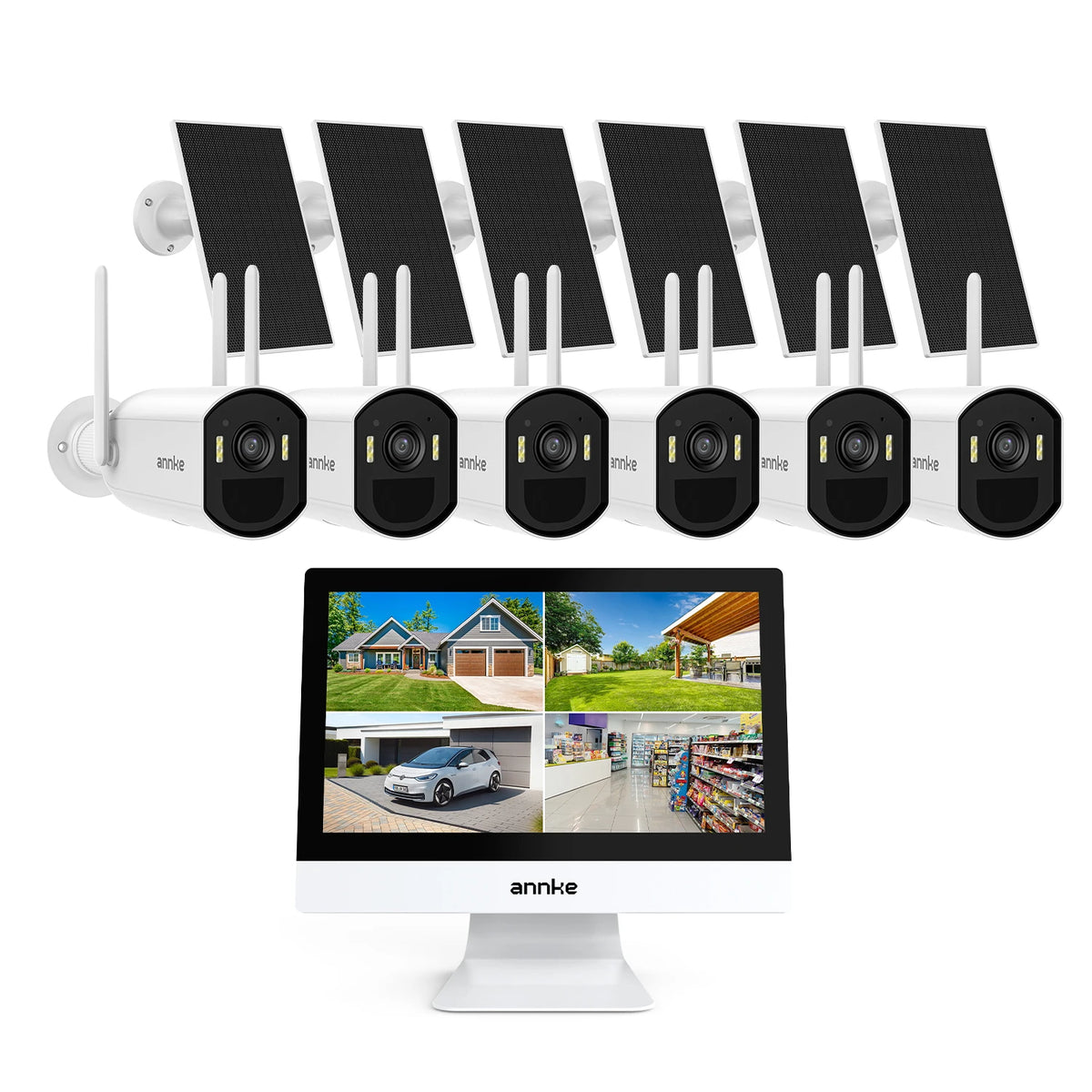 Annke 4MP Solar Security Cameras 10CH NVR 2.4G 5.8G 5MP PTZ WiFi Security Cameras PIR Color Night Vision Camera Security WiFi