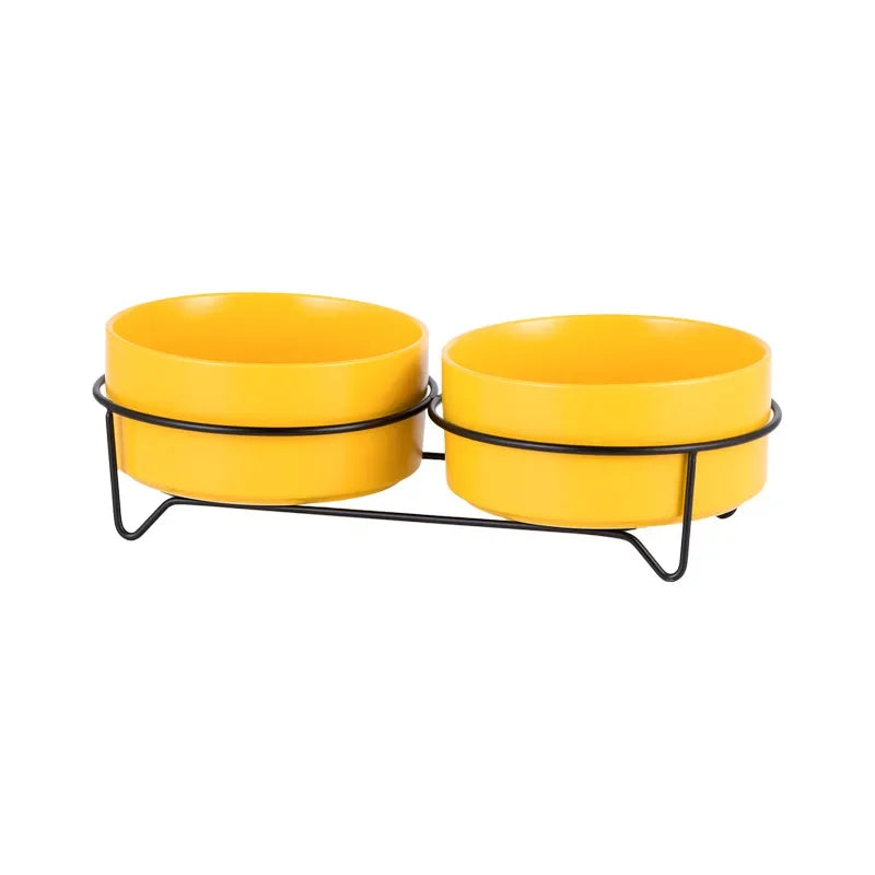 Dogs Food Water Bowls with Stand Cat Ceramic Eating Drinking Feeders Pet Large Capacity Elevated Feeding Bowl 300ml - 1800ml