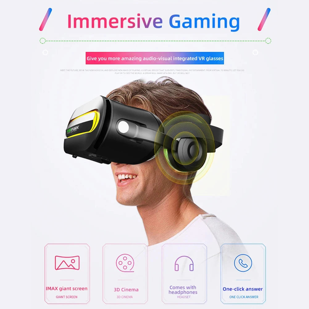 Viar 3D Virtual Reality VR Glasses Headset Bluetooth Devices Helmet Lenses Goggles Smart Smartphone Phone Headphones Mobile Game