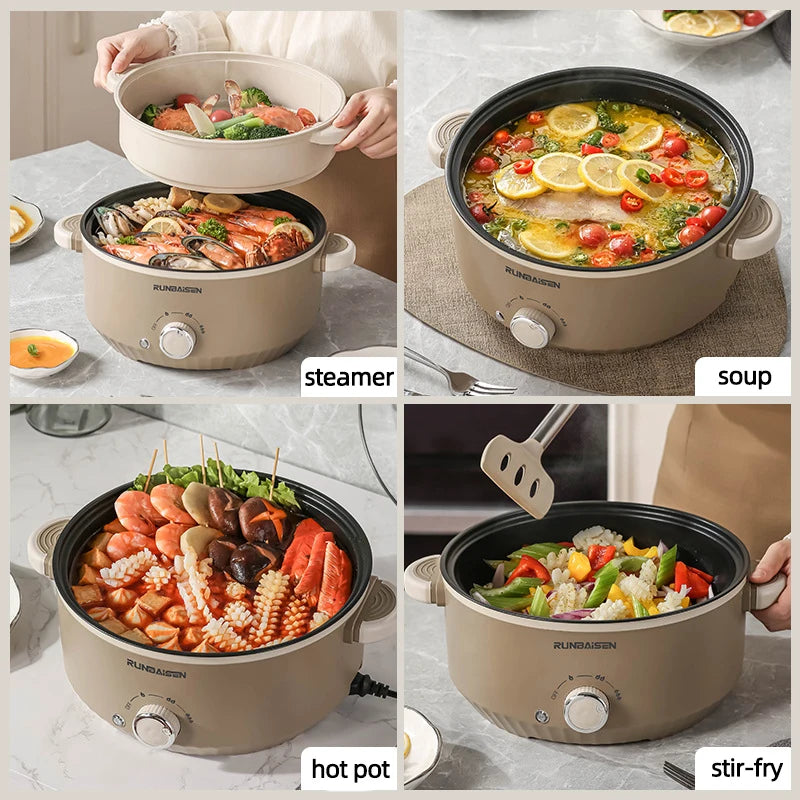 110V/220V 3L Multi Cookers Double Layer Electric Pot 1-2 People Household Non-stick Pan Hot Pot Rice Cooker Cooking Appliances