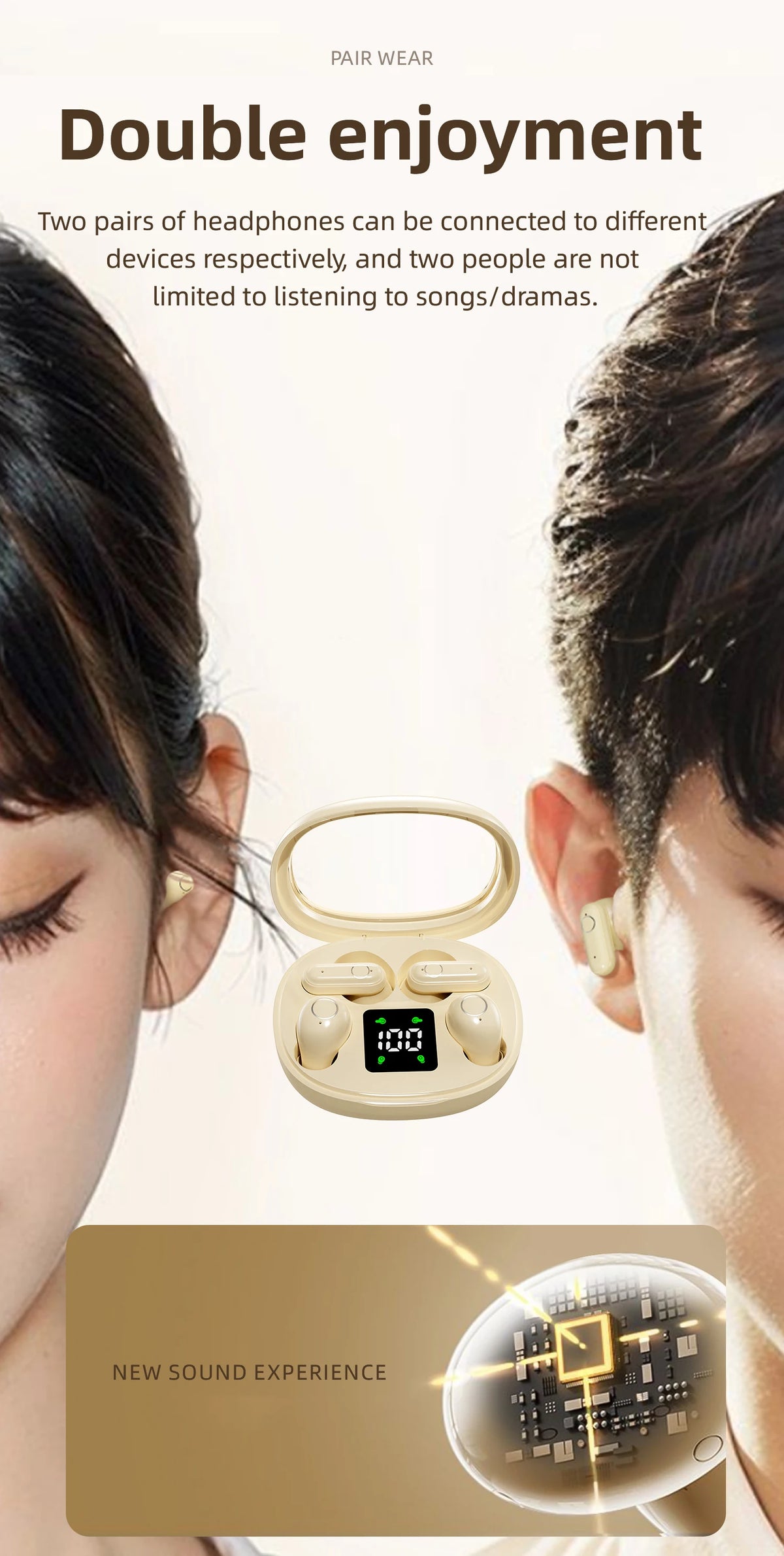 INSONIXN 2in1 Wireless Bluetooth Earbuds, Mini Invisible Sleep Earphones, Sports Noise Cancelling Ear Buds Comfortable To Wear, Low Bass Sound Effect HIFI Music, For Leisure, Office, And Classroom, Long Battery Life, Suitable