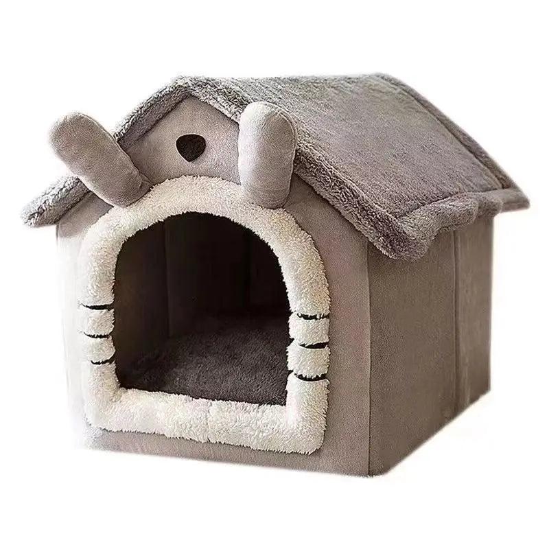 Indoor Warm Dog Cat House Soft Pet Bed Tent House Dog Kennel Cat Bed Removable and Washable Cushion Suitable Four Season Universal