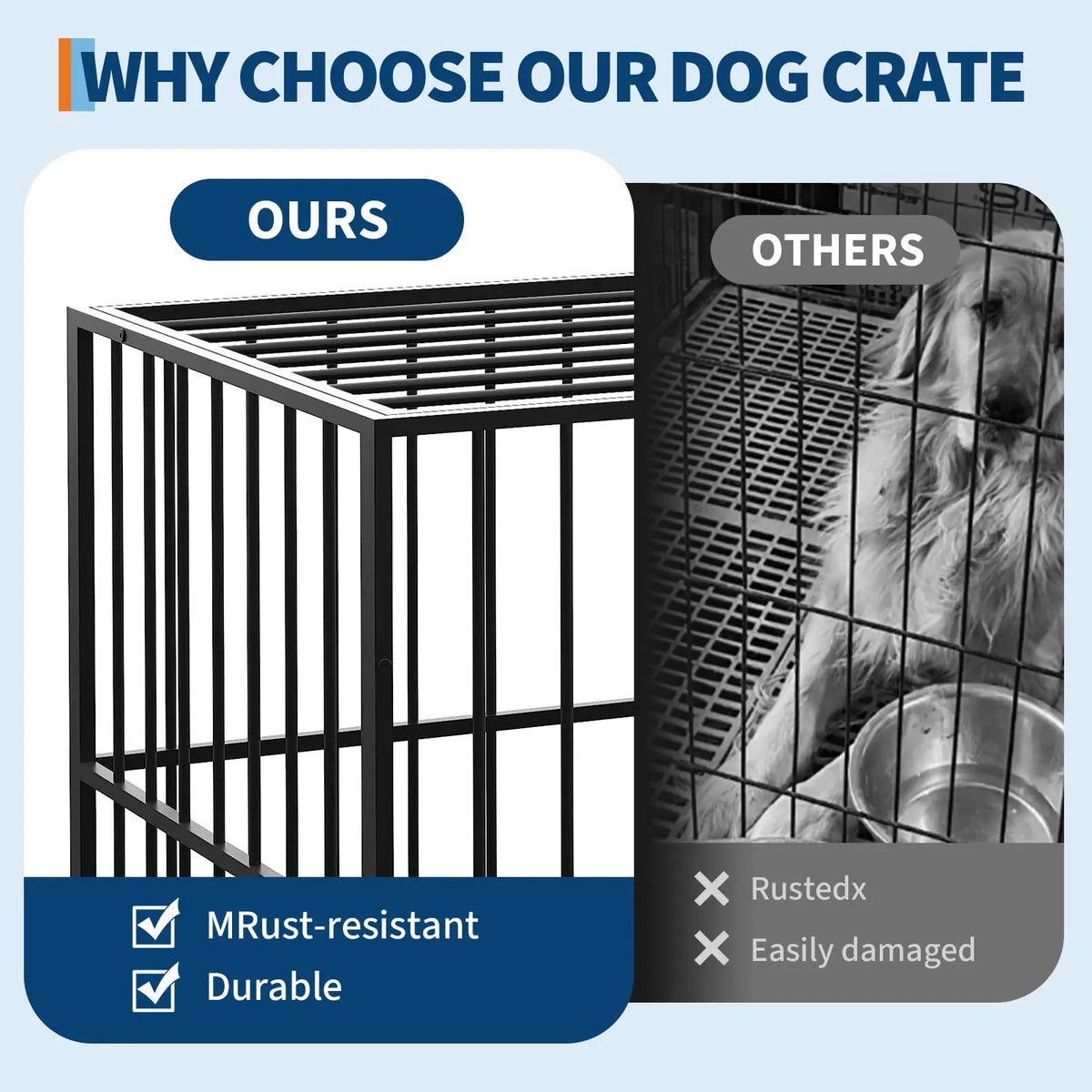 36 Inch Heavy Duty Stainless Steel Dog Crate Escape Proof Stackable Indoor Kennel with Double Locking Doors Removable Tray Openable Top and Lockable Wheels for Small Dogs