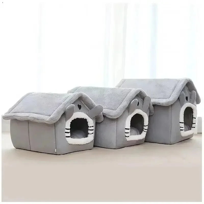 Indoor Warm Dog Cat House Soft Pet Bed Tent House Dog Kennel Cat Bed Removable and Washable Cushion Suitable Four Season Universal