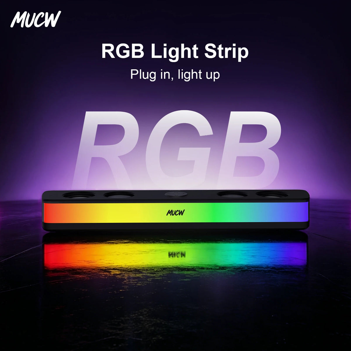 MUCW MU‑C17 Desktop RGB Sound Bar Speaker Bluetooth 5.4 & USB Wired Dual Mode 6W Stereo Gaming Soundbar with Colorful LED Light for Laptop PC Gamer Home Office