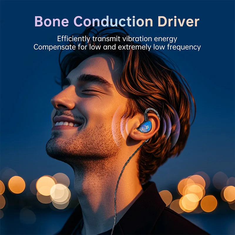 KBEAR NEW KB02 Bone Conduction Dynamic Driver HiFi IEM Earphones with Detachable 2Pin Cable