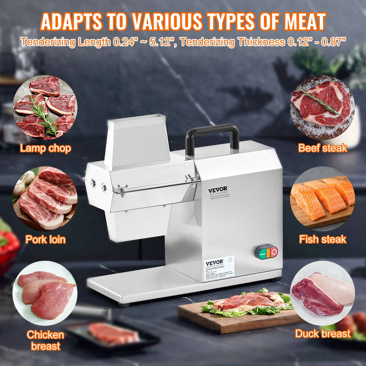 SucceBuy 17inch 54 Blades Commercial Meat Tenderizer 450W Electric Meat Tenderizer Machine for Pork Chicken Fish