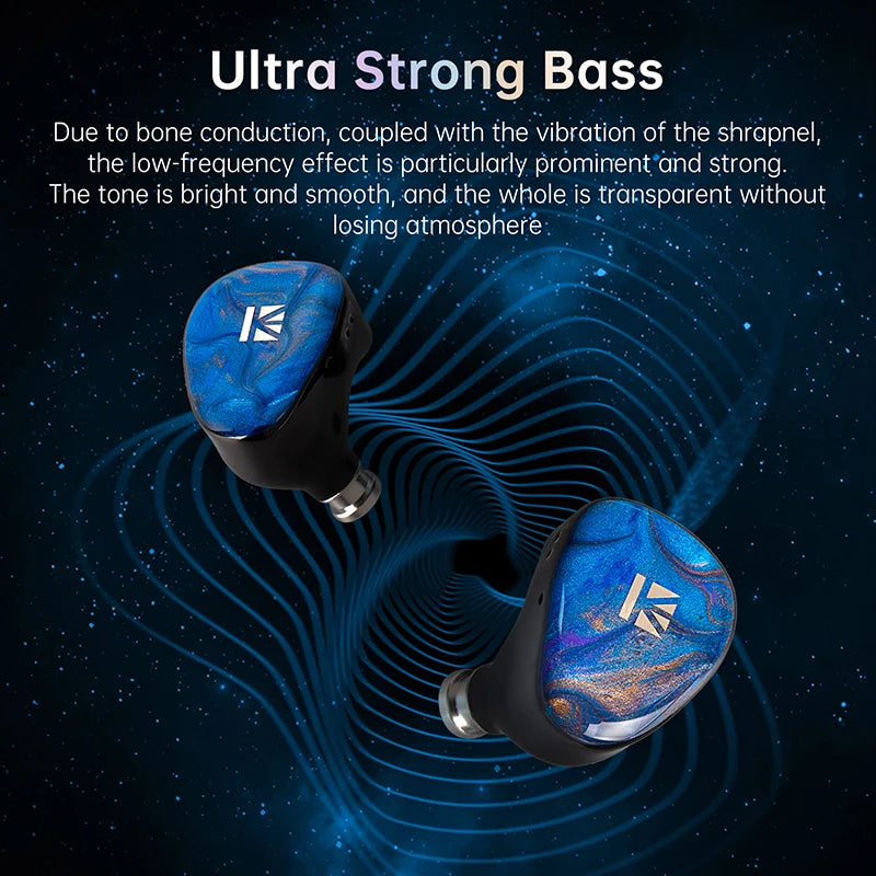 KBEAR NEW KB02 Bone Conduction Dynamic Driver HiFi IEM Earphones with Detachable 2Pin Cable