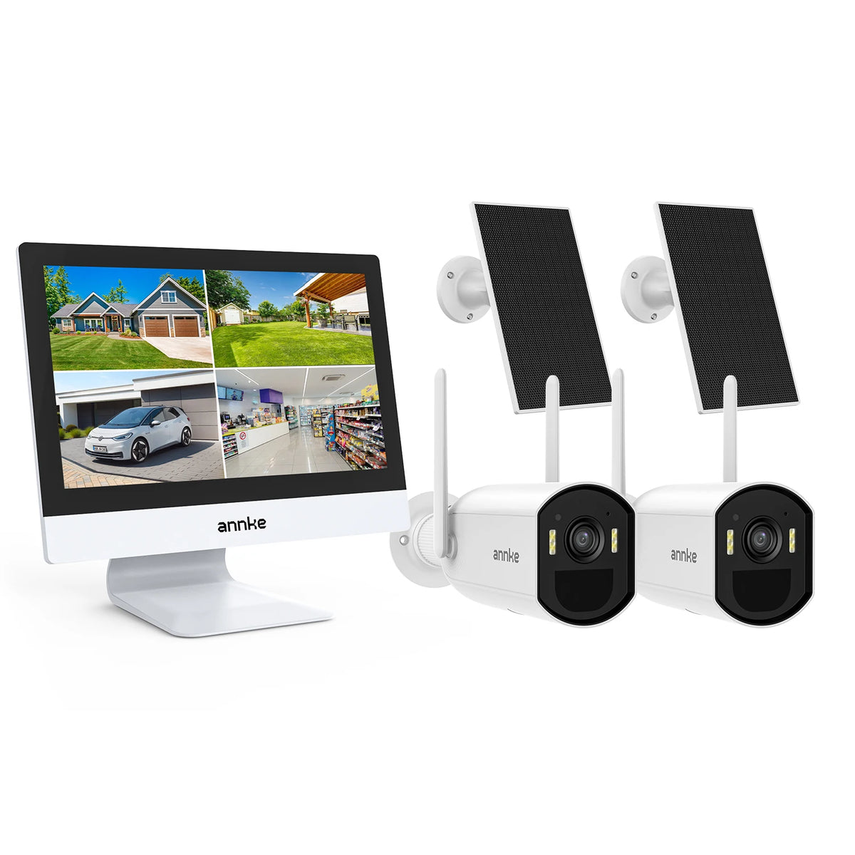 Annke 4MP Solar Security Cameras 10CH NVR 2.4G 5.8G 5MP PTZ WiFi Security Cameras PIR Color Night Vision Camera Security WiFi