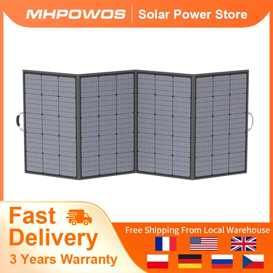 MHPOWOS 400W 220W 110W  Portable Solar Panel Foldable Charger for Power Station Camping RV Garden Roof Off Grid System IP67 Waterproof  ETFE