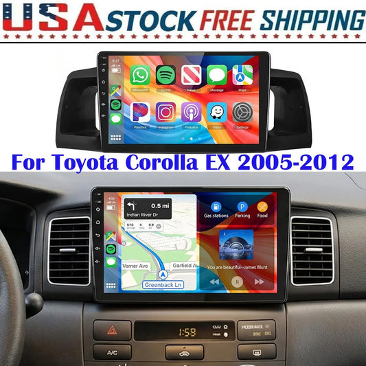 New 9inch Android 15 Quad Core Touch Car Stereo Radio Multimedia Video Player GPS Navigation Head Unit For Toyota Corolla EX 2005-2012 Support Wireless Carplay Android Bluetooth WiFi FM RDS DSP SWC Mirror Link Reverse Camera