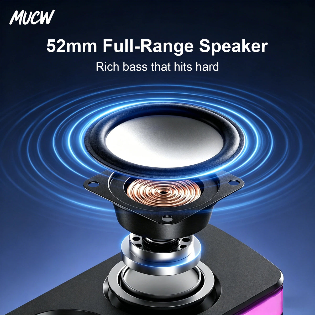 MUCW MU‑C17 Desktop RGB Sound Bar Speaker Bluetooth 5.4 & USB Wired Dual Mode 6W Stereo Gaming Soundbar with Colorful LED Light for Laptop PC Gamer Home Office