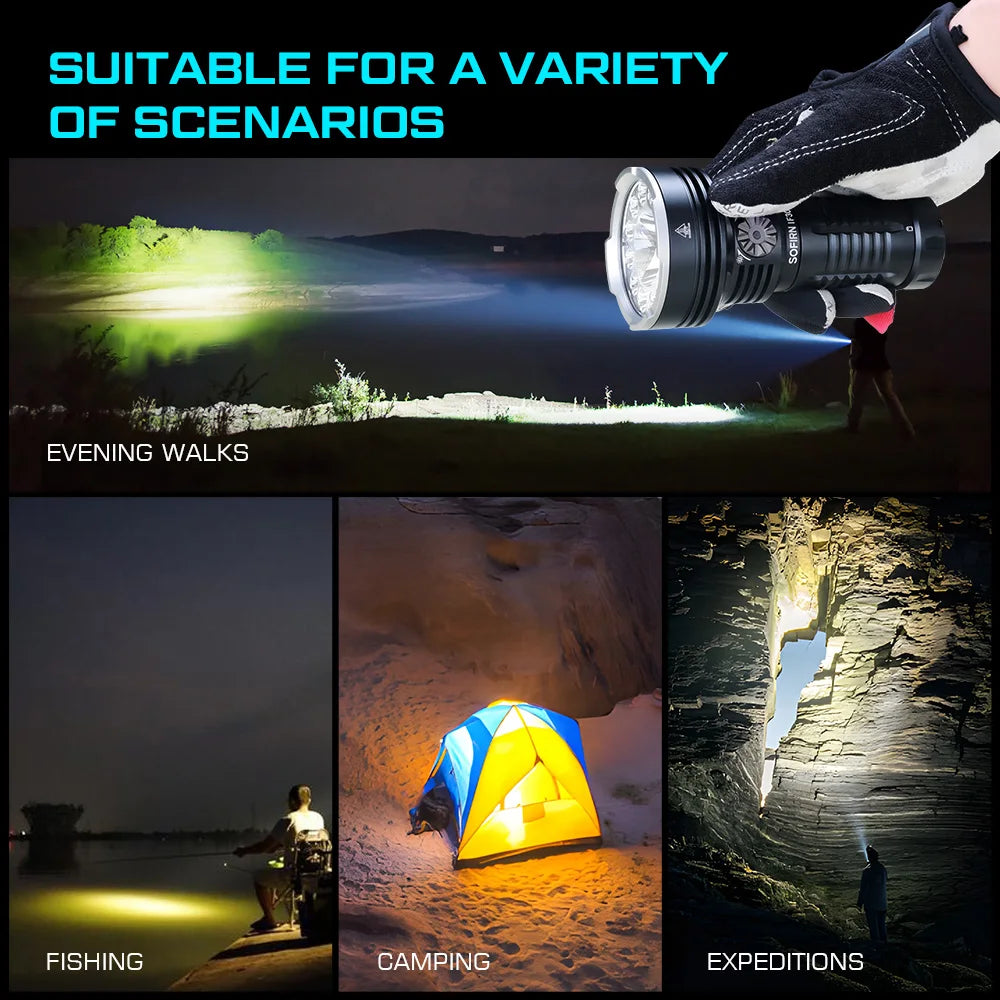 SOFIRN IF30 Powerful  USB C Rechargeable EDC Flashlight IPX8 Waterproof 32650 12000lm SFT40 Lamp Portable Torch