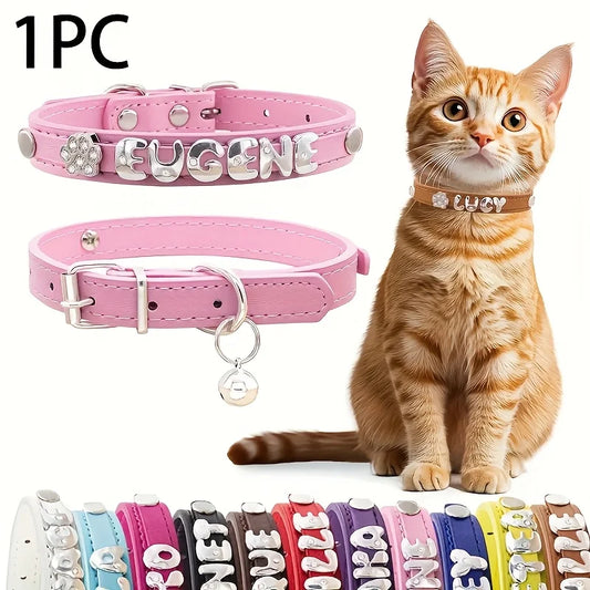 1 Custom Pet Collar with Name Tag and Pendant, DIY Letter Dog Collar, Perfect Gift for Small and Medium‑sized Dogs!