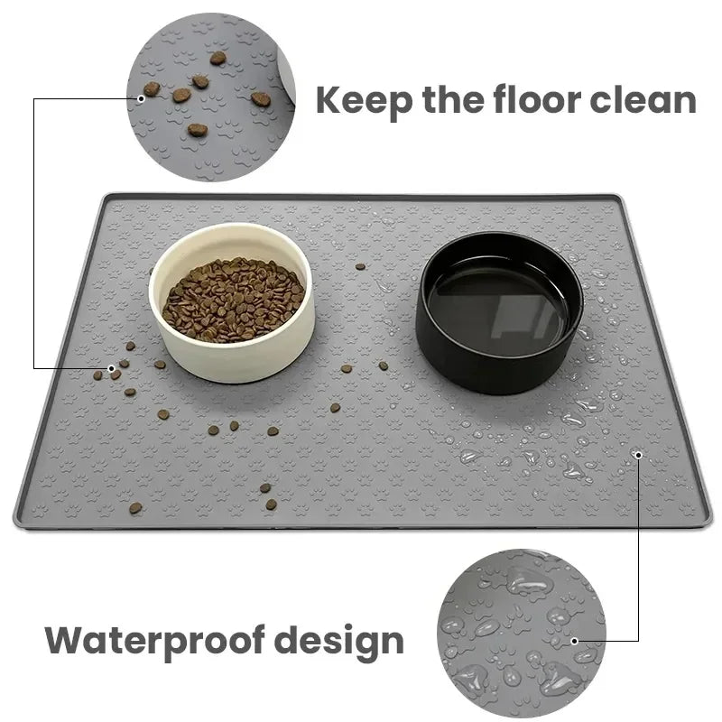 Silicone Pet Feeding Mat Waterproof Dog Cat Food Bowl Placemat Feeder Pad Drinking Organizer for Pets Daily Meal