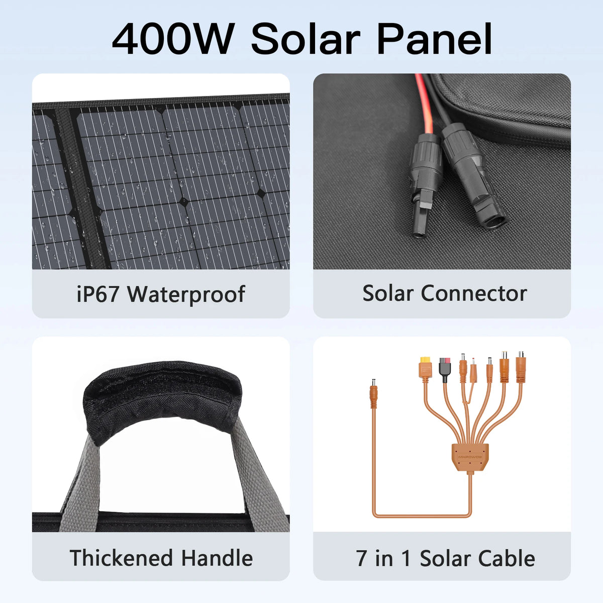 MHPOWOS 400W 220W 110W  Portable Solar Panel Foldable Charger for Power Station Camping RV Garden Roof Off Grid System IP67 Waterproof  ETFE