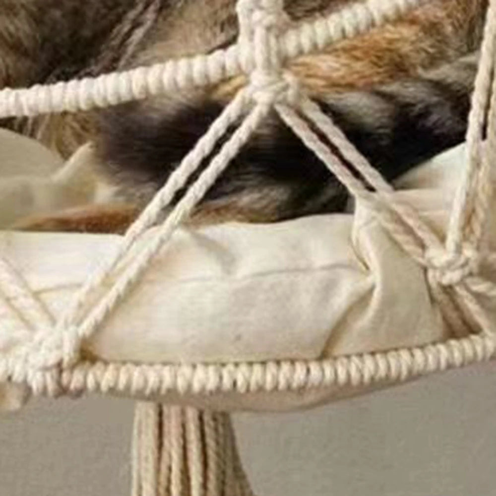 1PC Winter Hand-Woven Kitten Hammock Hanging Cat Bed Bohemian Belt Hanging Kit Upholstery Cat Litter
