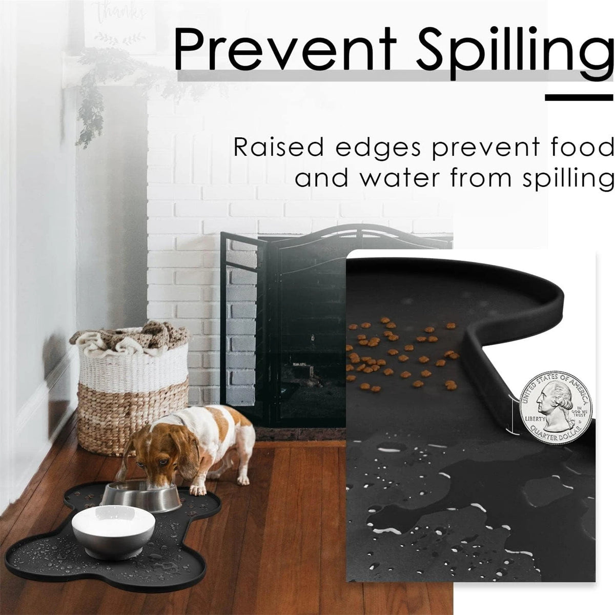 20.5' X 14.5' Design Dog Food Mat Dog Bowl Mat for Food and Water Silicone Non Spill Cat Feeding Mat Puppy Placemat Waterproof