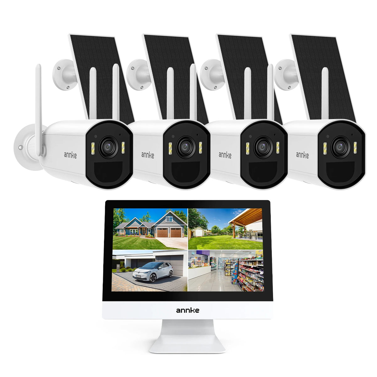 Annke 4MP Solar Security Cameras 10CH NVR 2.4G 5.8G 5MP PTZ WiFi Security Cameras PIR Color Night Vision Camera Security WiFi