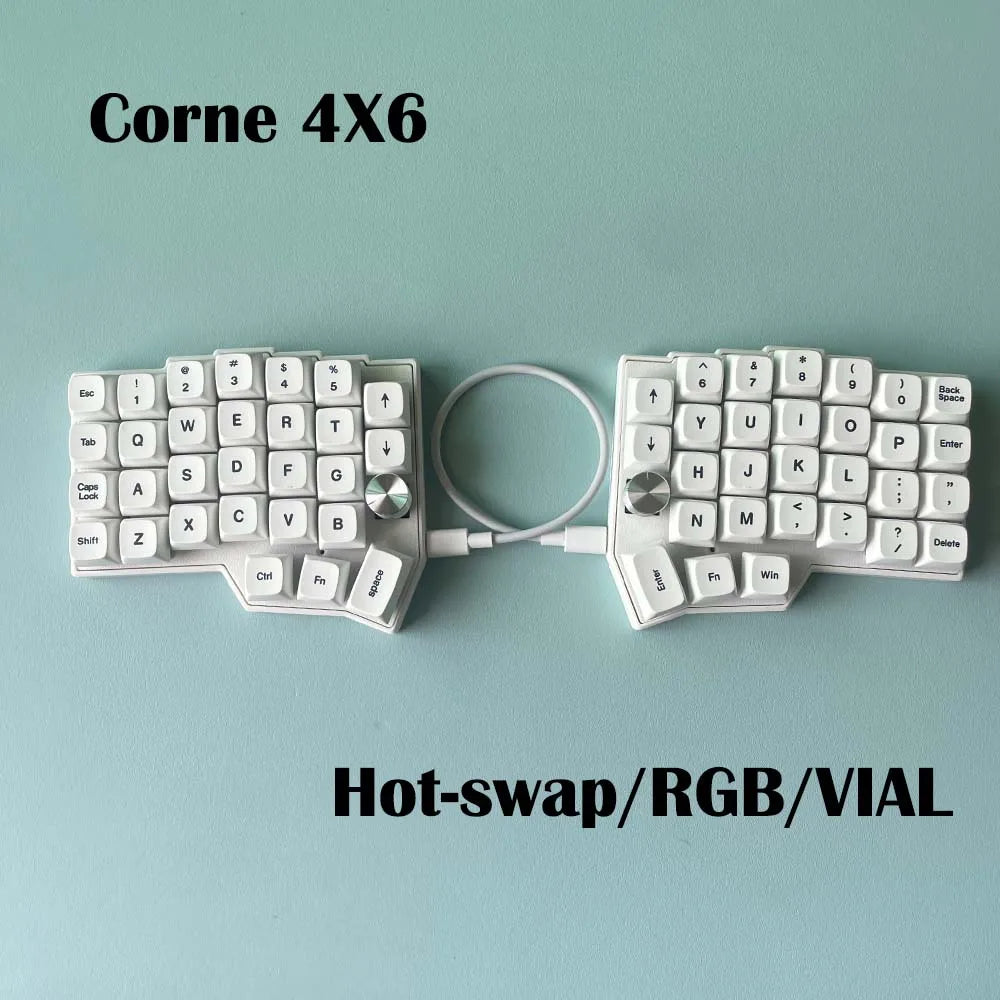 Corne 4×6 Layout 2 Knobs Split Ergonomics Hot-swappable MX Mechanical Keyboard Wired South RGB VIAL Programmable