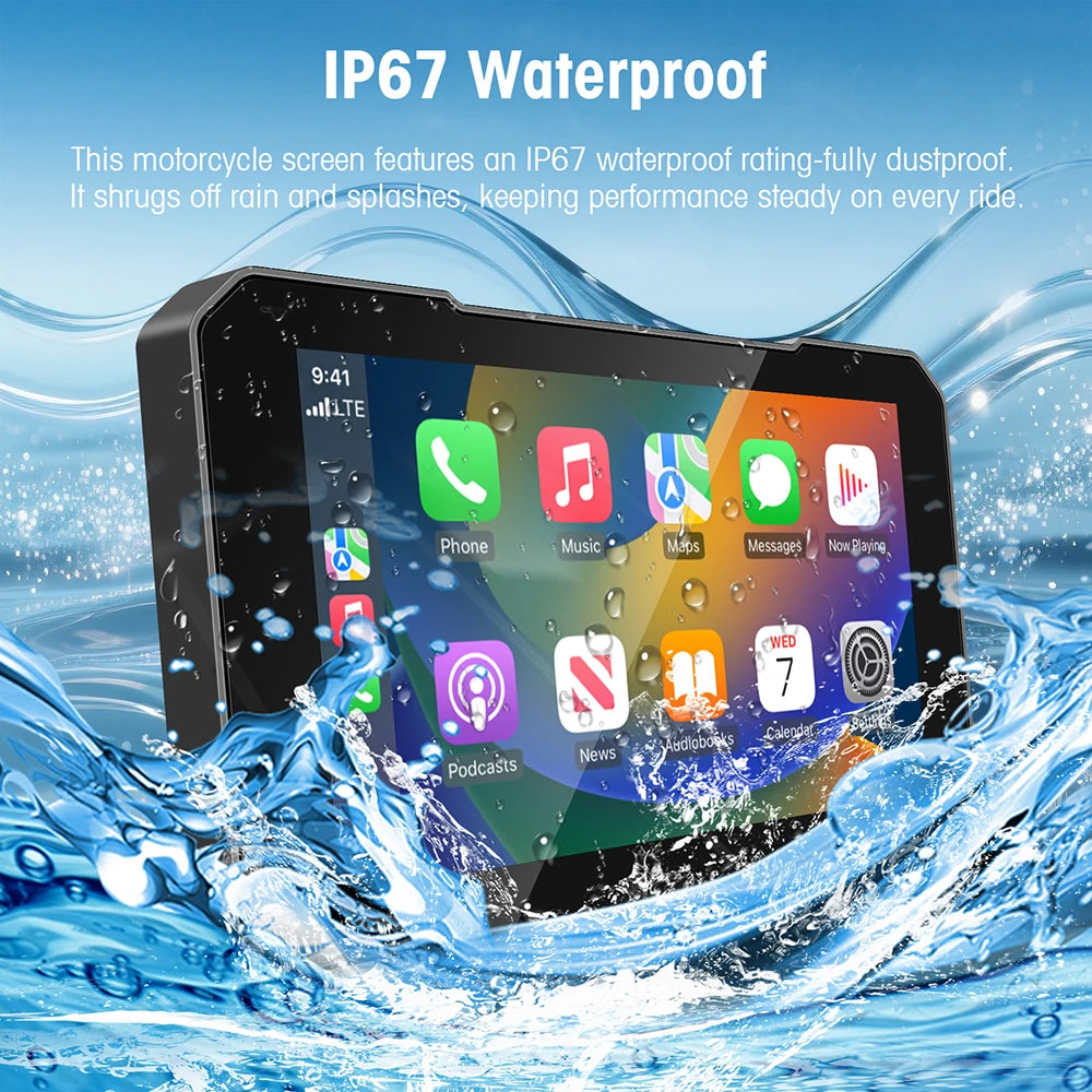 5 Inch Motorcycle Portable GPS Portable 5 inch Motorcycle GPS Navigation Wireless Carplay Android Auto IPX7 Waterproof LCD Display Moto Monitor Dual BT5.0 Multimedia Player